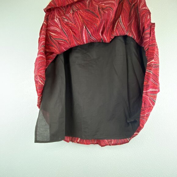 VTG Womens 14 Red Black Western Cowgirl Flat Panel-Pleated Flowy Skirt - Picture 10 of 12